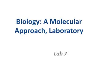 Biology: A Molecular Approach, Laboratory