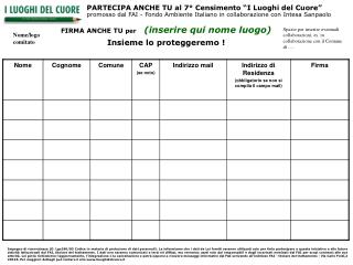 FIRMA ANCHE TU per (inserire qui nome luogo) Insieme lo proteggeremo !