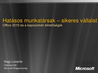 Hatásos munkatársak – sikeres vállalat Office 2010 és a kapcsolódó lehetőségek