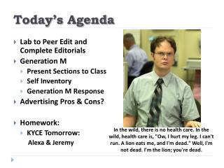 Today’s Agenda