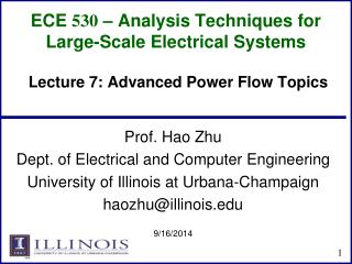 ECE 530 – Analysis Techniques for Large-Scale Electrical Systems