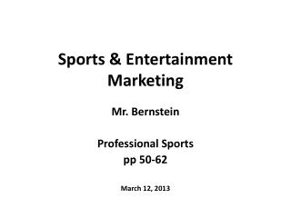Sports &amp; Entertainment Marketing