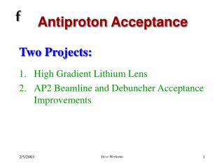 Antiproton Acceptance