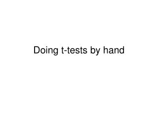 Doing t-tests by hand