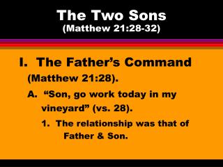 The Two Sons (Matthew 21:28-32)