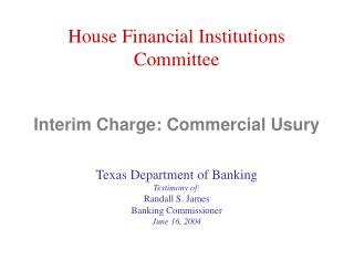 Interim Charge: Commercial Usury