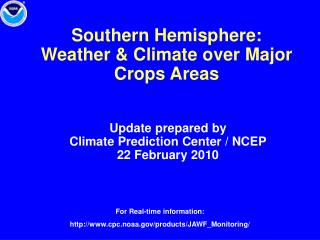 Southern Hemisphere: Weather &amp; Climate over Major Crops Areas