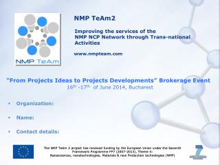 “From Projects Ideas to Projects Developments” Brokerage Event