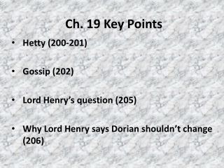 Ch. 19 Key Points
