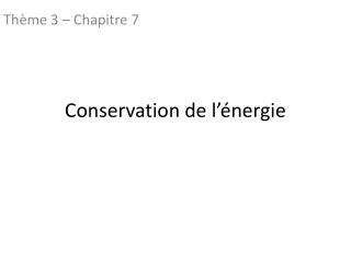 Conservation de l’énergie