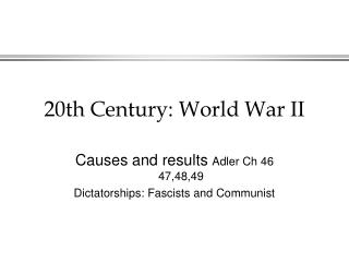 20th Century: World War II