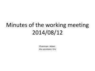 Minutes of the working meeting 2014/08/12