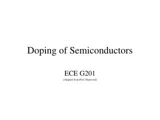 Doping of Semiconductors