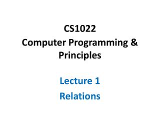 CS1022 Computer Programming &amp; Principles