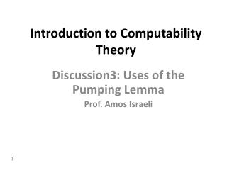 Introduction to Computability Theory