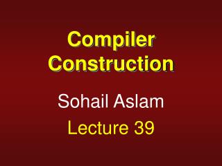 Compiler Construction