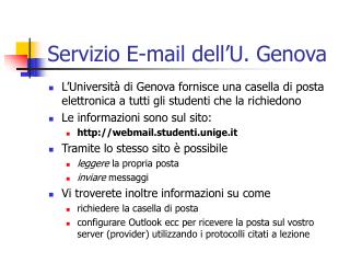 Servizio E-mail dell’U. Genova