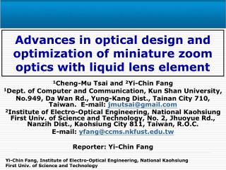 Advances in optical design and optimization of miniature zoom optics with liquid lens element