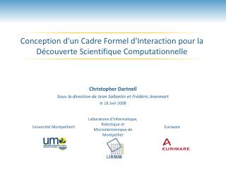 Conception d'un Cadre Formel d'Interaction pour la Découverte Scientifique Computationnelle