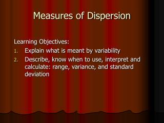 Measures of Dispersion