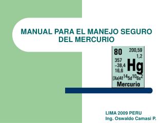 MANUAL PARA EL MANEJO SEGURO DE L MERCURIO