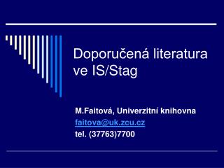 Doporučená literatura ve IS/Stag