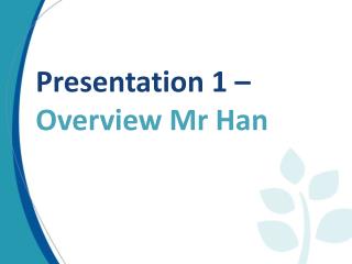 Presentation 1 – Overview Mr Han