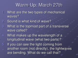 Warm-Up: March 27th