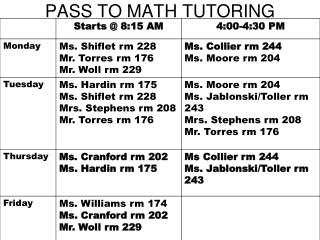 PASS TO MATH TUTORING