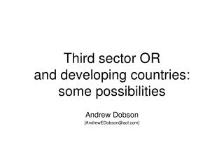 Third sector OR and developing countries: some possibilities