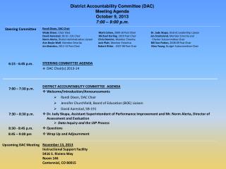 District Accountability Committee (DAC) Meeting Agenda October 9, 2013 7:00 – 9:00 p.m.