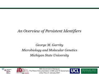 An Overview of Persistent Identifiers