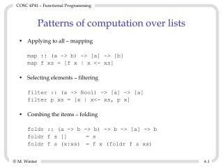 Patterns of computation over lists