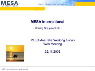 MESA International - Working Group Australia -