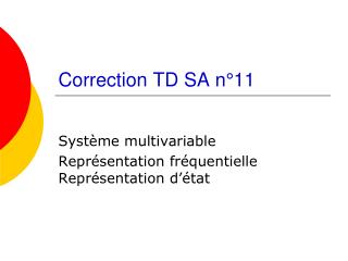 Correction TD SA n°11