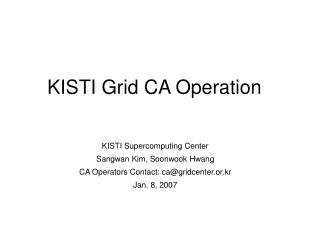 KISTI Grid CA Operation