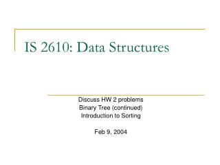 IS 2610: Data Structures