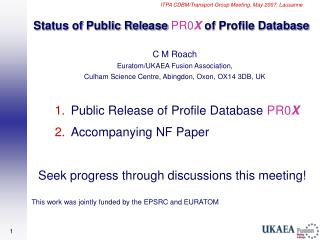 C M Roach Euratom/UKAEA Fusion Association, Culham Science Centre, Abingdon, Oxon, OX14 3DB, UK