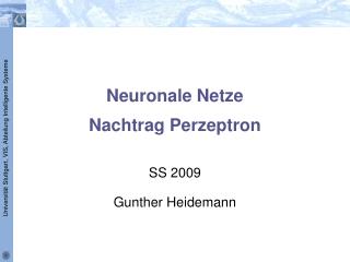 Neuronale Netze Nachtrag Perzeptron