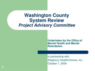 Washington County System Review Project Advisory Committee