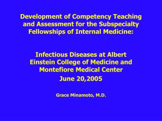 Infectious Diseases at Albert Einstein College of Medicine and Montefiore Medical Center