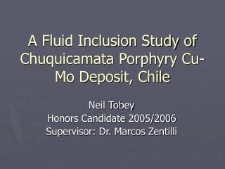 A Fluid Inclusion Study of Chuquicamata Porphyry Cu-Mo Deposit, Chile