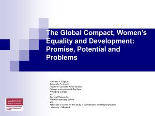 The Global Compact, Women’s Equality and Development: Promise, Potential and Problems