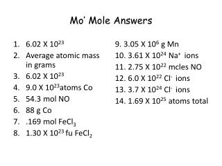 Mo’ Mole Answers