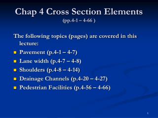 Chap 4 Cross Section Elements (pp.4-1 – 4-66 )