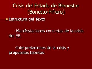 Crisis del Estado de Bienestar (Bonetto-Piñero)
