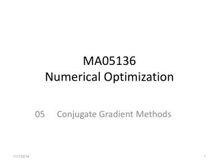 MA05136 Numerical Optimization