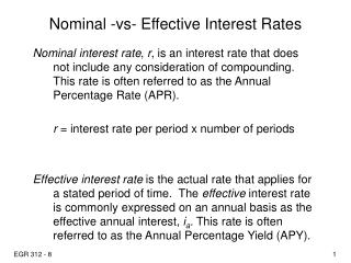 Nominal -vs- Effective Interest Rates