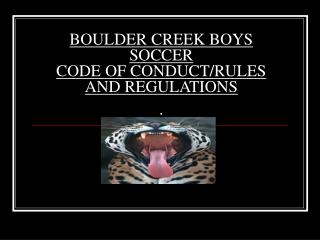 BOULDER CREEK BOYS SOCCER CODE OF CONDUCT/RULES AND REGULATIONS .