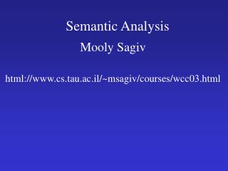 Semantic Analysis